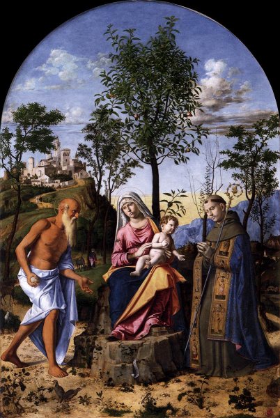 Madonna of the Orange Tree with St. Ludovic of Toulouse and St. Jerome, 1496-98