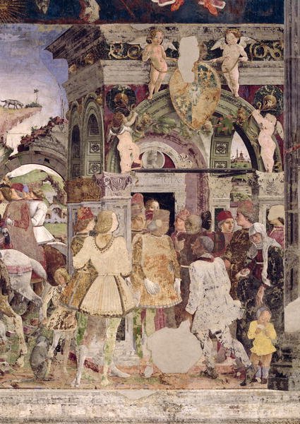 Borso d'Este, Prince of Ferrara, rendering justice, March from the Room of the Months, 1467-70