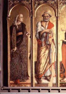 St. Catherine of Alexandria and St. Peter, detail from the Santa Lucia triptych