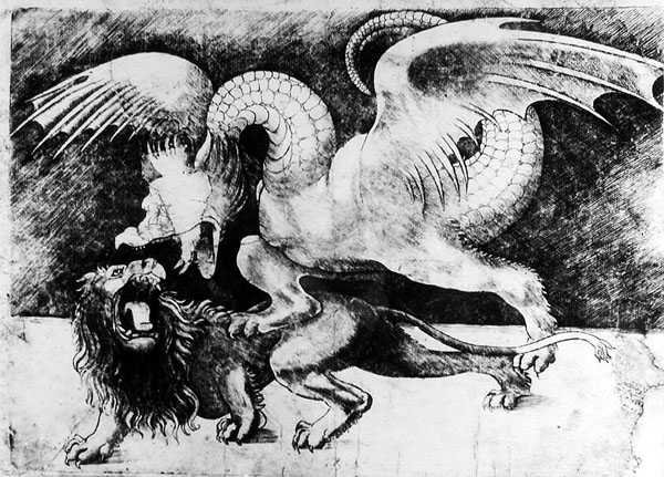 Dragon Fighting a Lion