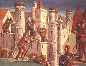 Scene from a battle defending Constantinople, from Ogier le Danois, 1499