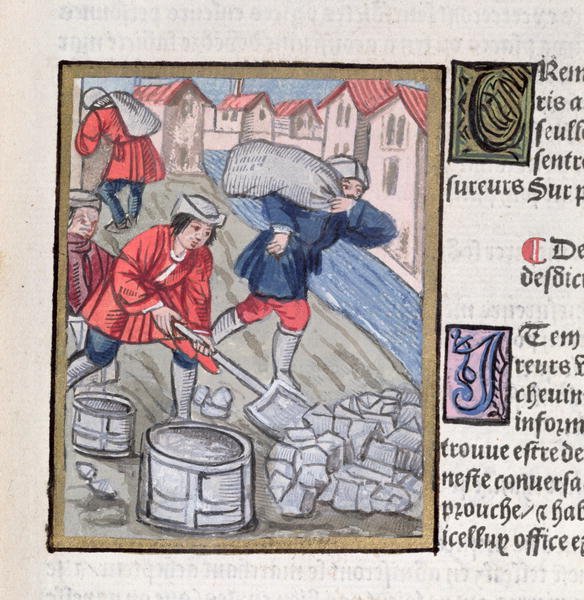 The measure and transport of coal, from Ordonnances Royaux de la Juridiction de la Prevote des Marchands de la Ville de Paris, 1528