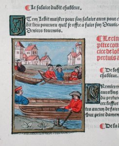 Ferrymen on the River Seine, from Ordonnances Royaux de la Juridiction de la Prevote des Marchands de la Ville de Paris, 1528 2