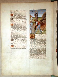 Mining gold, illustration from The Book of Simple Medicines by Matthaeus Platearius d.c.1161 c.1470