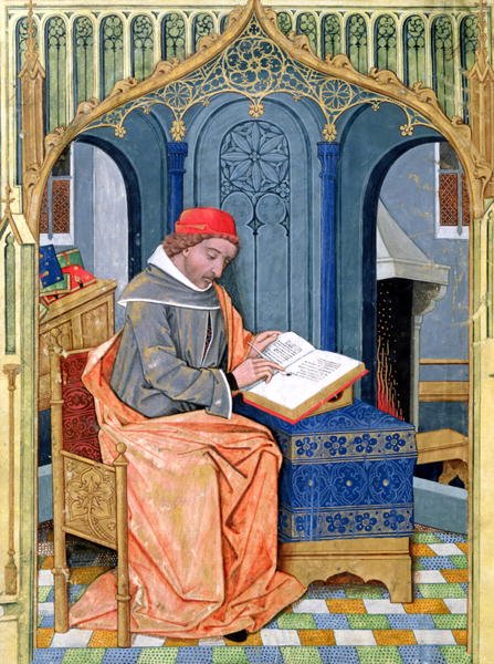 Matthaeus Platearius d.c.1161 writing The Book of Simple Medicines, c.1470