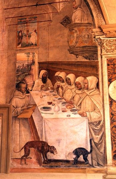 St. Benedict finds flour and feeds the monks, from the Life of St. Benedict, 1497-98