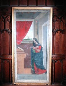 Virgin Annunciate, annunciation panel originally forming one of the outside shutters of the organ in San Bartolomeo, Vicenza