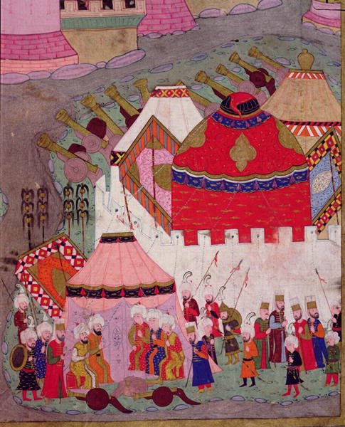 TSM H.1524 Siege of Vienna by Suleyman I 1494-1566 the Magnificent, in 1529, from the Hunername by Lokman, detail of the Ottoman camp, 1588