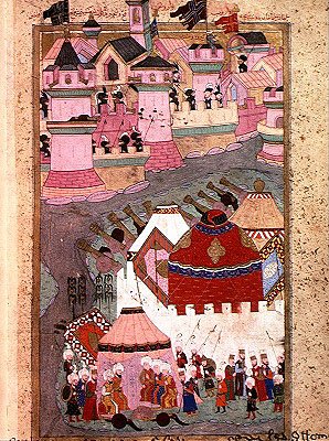 TSM H.1524 Siege of Vienna by Suleyman I 1494-1566 the Magnificent, in 1529, from the Hunername by Lokman, 1588