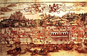 Perspective view of Venice detail from Opusculum Sanctatum Peregrinationum in Terram Sanctam, by Bernard von Breydenbach, Mainz, 1486