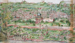 Map of the City of Jerusalem, from Peregrinatio in Terram Sanctam by Bernhard von Breydenbach 1440-97, 1486 3