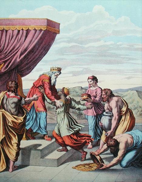 King Solomon receives the Queen of Sheba, illustration from Enseignement par les Yeux de lHistoire Sainte