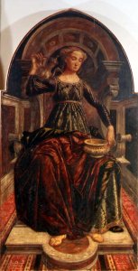 Temperance, from a series of panels depicting the Virtues designed for the Council Chamber of the Merchants Guild Hall, 1469