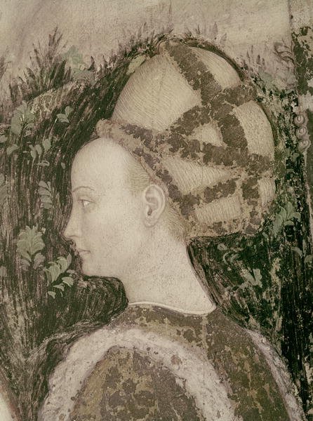 St. George and the Princess of Trebizond, detail of the head of the princess, c.1433-38