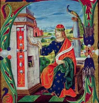 Historiated initial A depicting King Solomon, Lombardy School, c.1499-1511