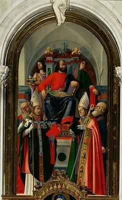 St Mark enthroned with Saints