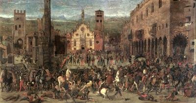 The Expulsion of the Bonacolsi in 1328 in Piazza Sordello Mantua 1494