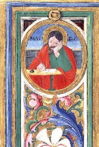 St Matthew writing the first gospel from a psalter written by Don Appiano from the Church of the Badia Fiorentina Florence 1514-15