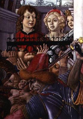 The Massacre of the Innocents detail of two onlookers observing the carnage from the palace 1482