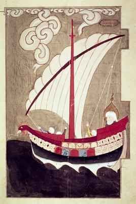 Noah Sailing in his Ark from Zubdat al Tavarikh completed after 1583