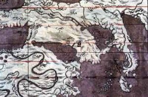 Map of the Earth Southern three peninsulas from Zubdat al Tavarikh after 1583