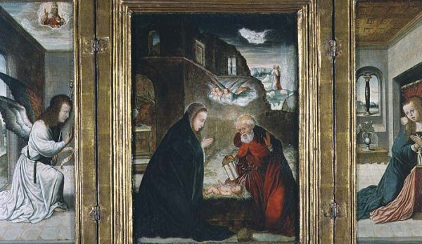 The Birth of Christ Triptych with the Nativity flanked by the Annunciation