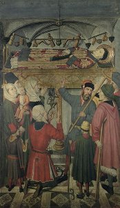 Exorcism of a possessed man beneath the Tomb of St Vincent of Saragossa from the Altarpiece of St Vincent of Saragossa