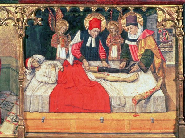 SS Cosmas and Damian graft the leg of a Black person onto the stump of deacon Justinian