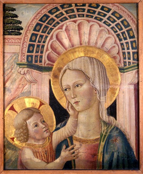 Madonna and Child in front of a scallop niche