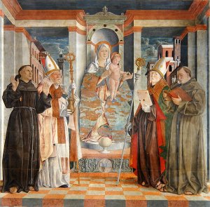 The Virgin Enthroned with a Franciscan Bishop and Saints Anthony Francis and Prosdocimo