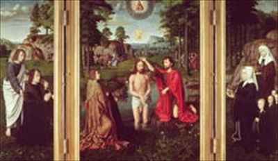 Jean de Trompes Triptych with the Baptism of Christ in the Central Panel and Patrons