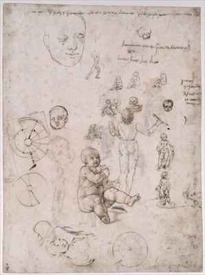 Sheet of studies with children