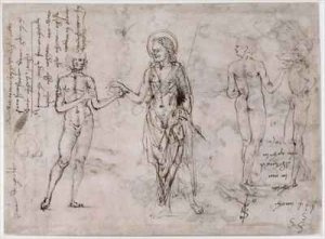 Sheet of studies with standing men St John the Baptist