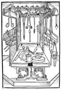 Operating table and surgical instruments