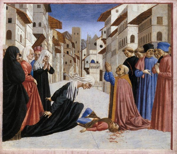 St Zenobius Performs a Miracle (predella 4) c. 1445