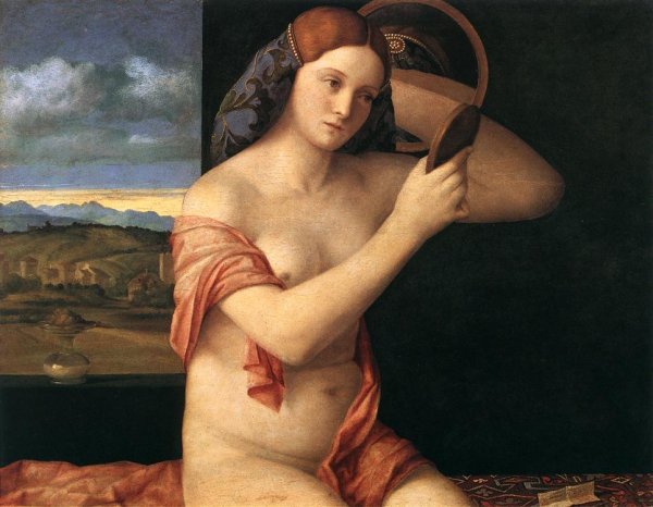 Naked Young Woman in Front of the Mirror 1515