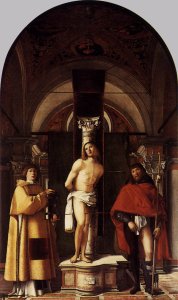 St Sebastian with St Roch and St Lawrence 1500