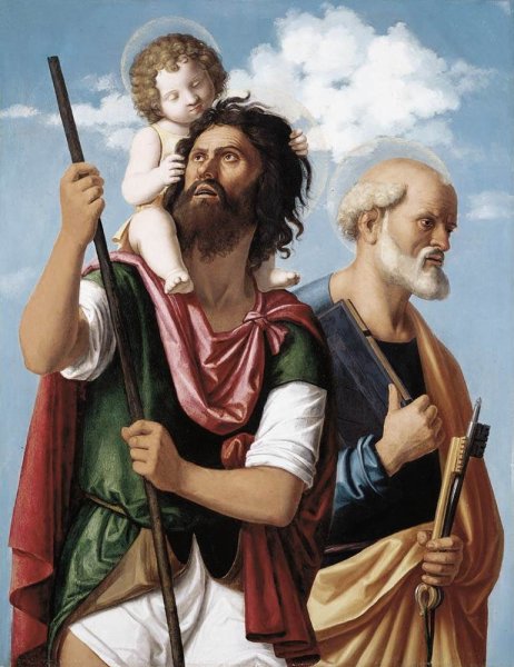 St Christopher with the Infant Christ and St Peter 1504-06