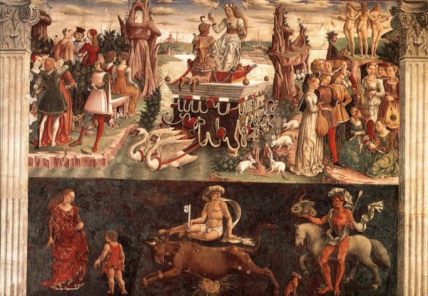 Allegory of April- Triumph of Venus (detail 1) 1476-84