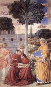 St Augustine Reading the Epistle of St Paul (scene 10, east wall) 1464-65