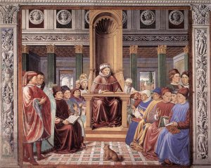 St Augustine Teaching in Rome (scene 6, south wall) 1464-65