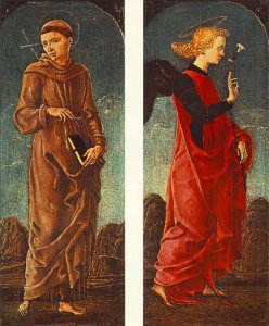 St Francis of Assisi and Announcing Angel (panels of a polyptych) c. 1475