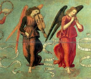 Angels playing musical instruments, c.1475-97