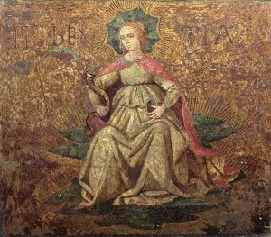 Allegory of Prudence, end panel of a cassone  c.1460-65