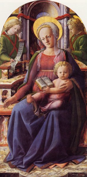 Madonna And Child Enthroned With Two Angels