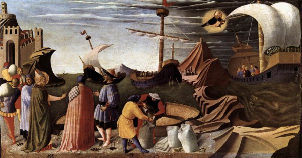 The Story of St Nicholas, St Nicholas saves the ship 1437