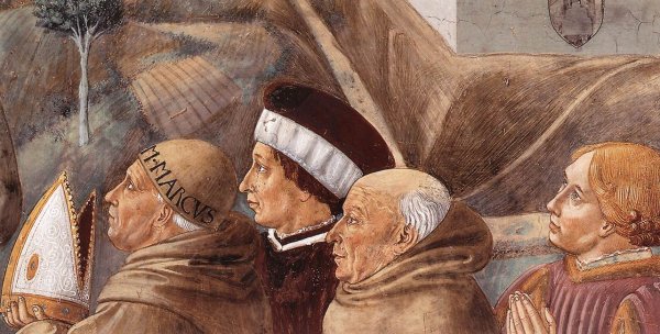 Scenes from the Life of St Francis (detail of scene 7, south wall) 1452