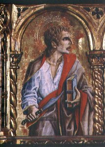 St. Bartholomew, detail from the Sant'Emidio polyptych, 1473