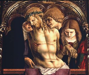 Lamentation of the Dead Christ, detail from the Sant'Emidio polyptych, 1473