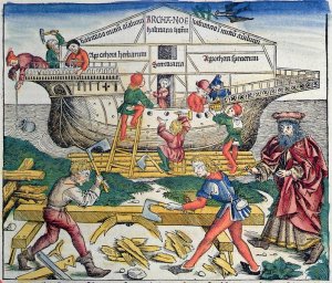 The Building of Noahs Ark, from the Nuremberg Chronicle by Hartmann Schedel, 1493